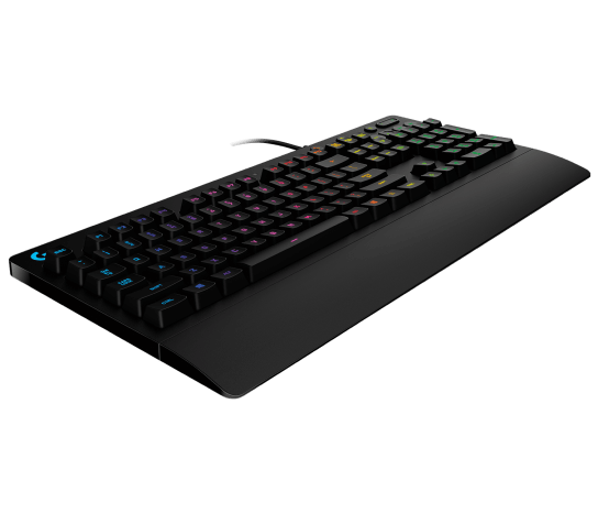 Logitech G213 Prodigy RGB gaming keyboard black perspective view