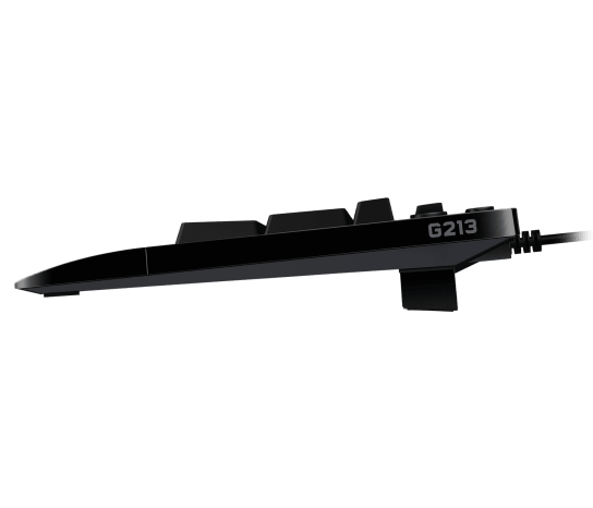 Logitech G213 Prodigy RGB gaming keyboard black side profile