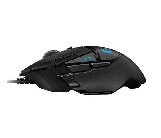 Logitech G502 HERO gaming mouse left profile
