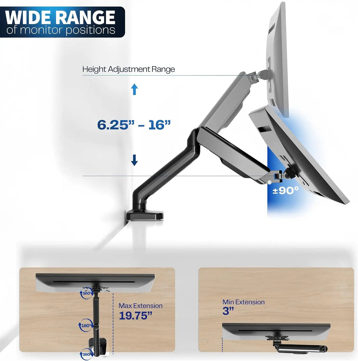 Micron MCR-MSE01 monitor arm desk stand - alternate view