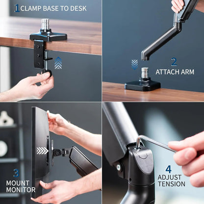 Micron MCR-MSE01 monitor arm desk stand - desk clamp and cable management view