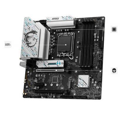 MSI B760M GAMING PLUS WIFI DDR4 motherboard heatsinks DIMM slots and PCIe layout