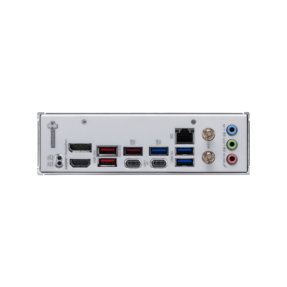 MSI B850M GAMING PLUS WIFI rear I/O USB-C HDMI DisplayPort LAN and Wi-Fi connectors