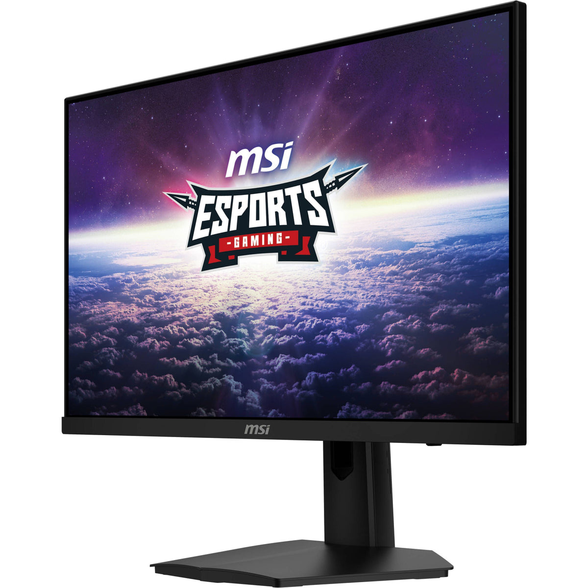 MSI G244F E2 gaming monitor front three-quarter view