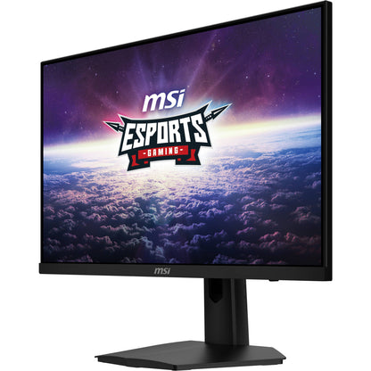 MSI G244F E2 gaming monitor front three-quarter view