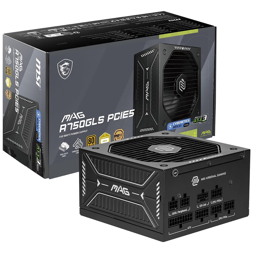 MSI MAG A750GLS PCIE5 750W power supply with retail box