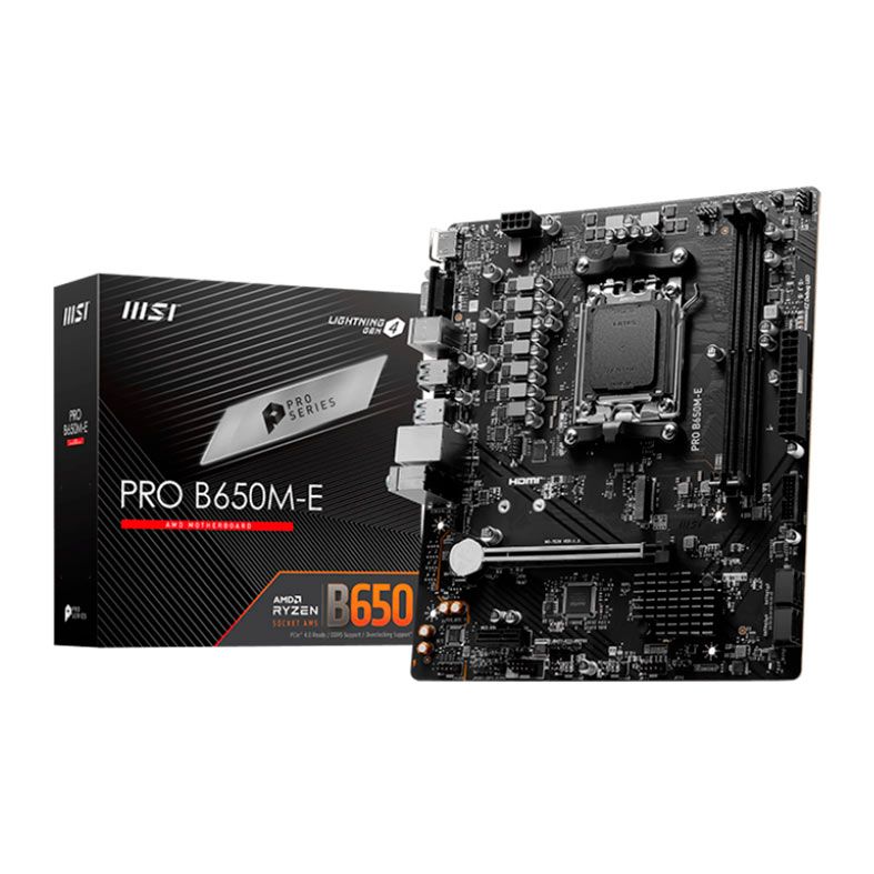 MSI PRO B650M-E motherboard with retail box