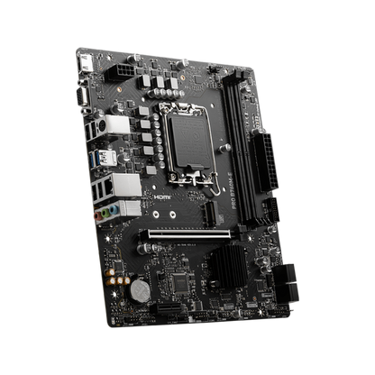 MSI PRO B760M-E DDR5 motherboard angled view