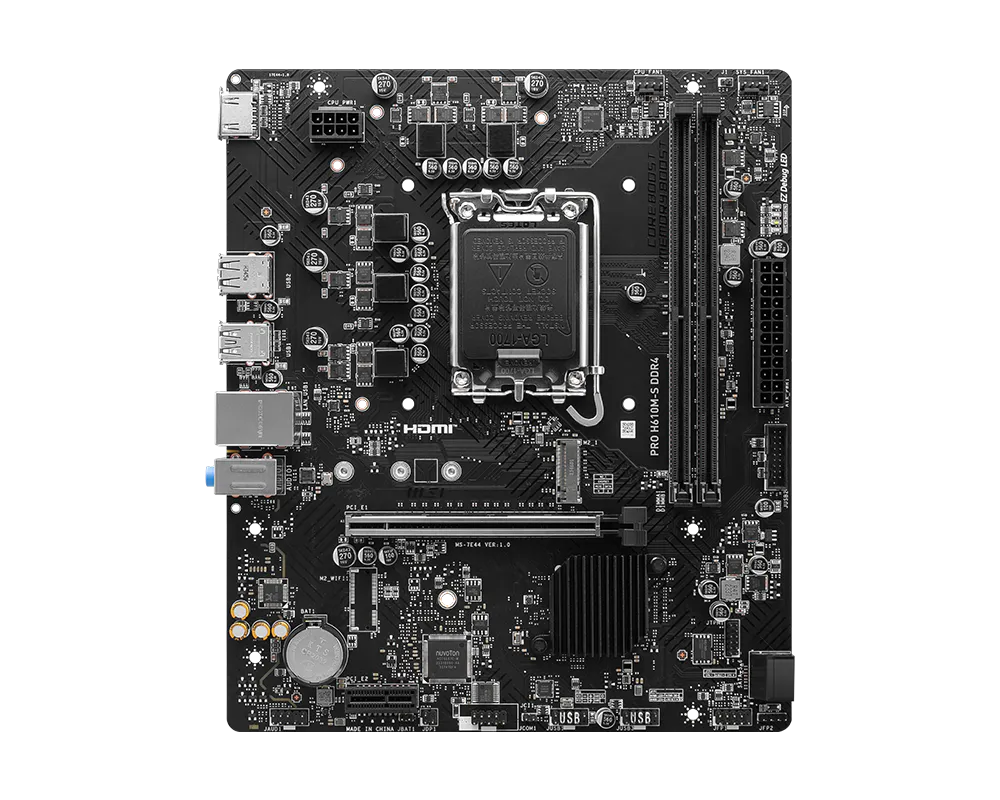 MSI PRO H610M-S DDR4 motherboard angle view