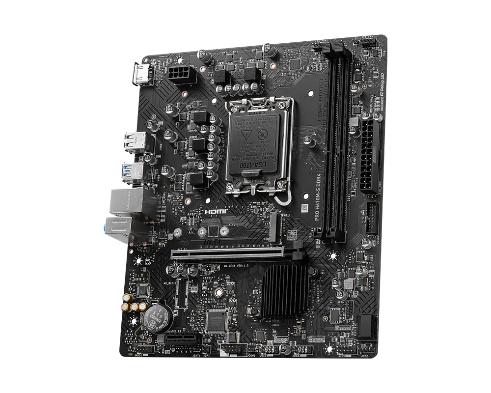 MSI PRO H610M-S DDR4 motherboard rear I/O view