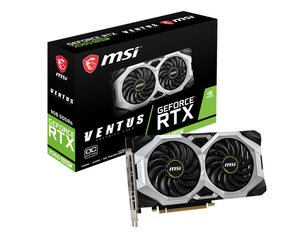 MSI GeForce RTX 2060 SUPER VENTUS OC official retail box and graphics card