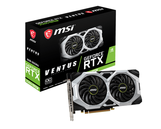 MSI GeForce RTX 2060 SUPER VENTUS OC official retail box and graphics card