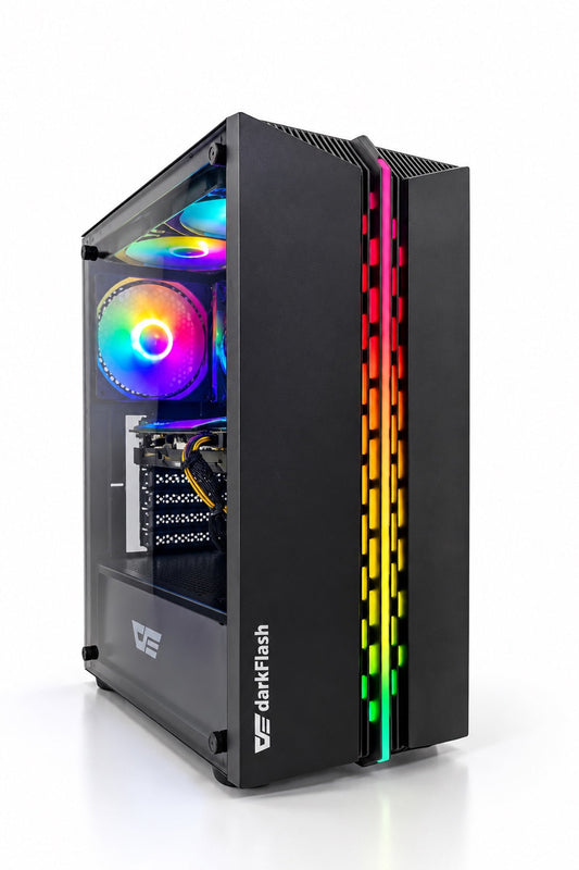 Gaming PC Core i5-12400F ZOTAC GeForce RTX 3060 12GB – darkFlash DK151 RGB Case, front-side view