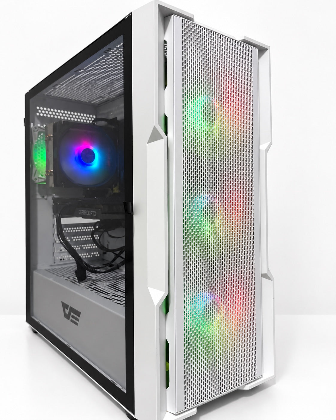 Gaming PC Core i5-12400F MSI GeForce RTX 3060 Ti 8GB in darkFlash DK431 White Gaming Case, front left side view