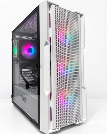 Gaming PC Core i5-12400F RTX 3060 Ti darkFlash DK431 White Gaming Case with RGB lighting, alternate angle