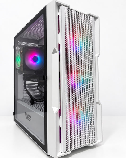 Gaming PC Core i5-12400F RTX 3060 Ti darkFlash DK431 White Gaming Case with RGB lighting, alternate angle