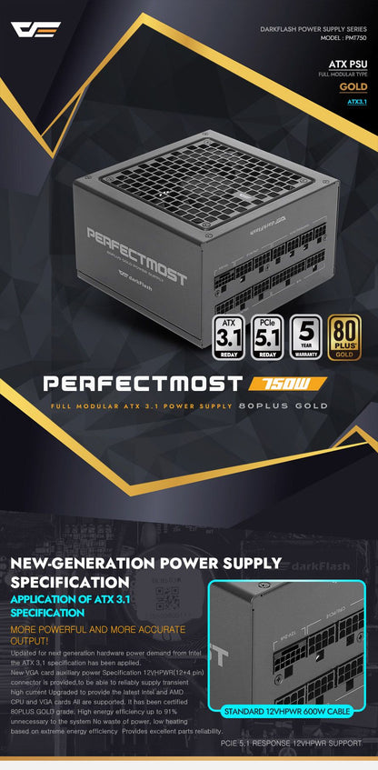 DarkFlash PMT 750W Gold Full Modular PSU official main view