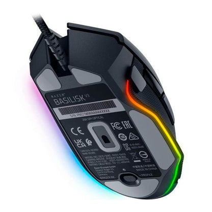 Razer Basilisk V3 black gaming mouse alternate bottom view