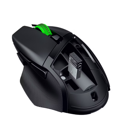 Razer Basilisk V3 X HyperSpeed battery and dongle compartment view
