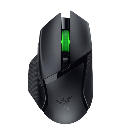 Razer Basilisk V3 X HyperSpeed wireless gaming mouse top view on white background