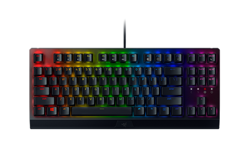 Razer BlackWidow V3 Tenkeyless gaming keyboard front RGB view