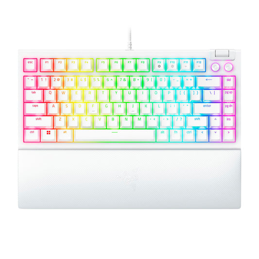 Razer BlackWidow V4 75% White front view on white background