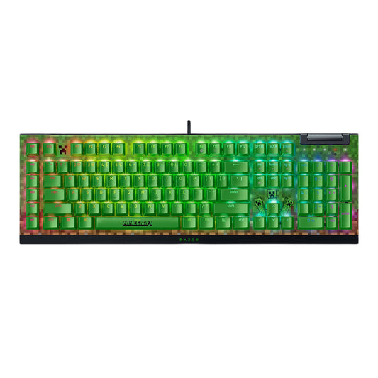Razer BlackWidow V4 X Minecraft Edition front view on white background