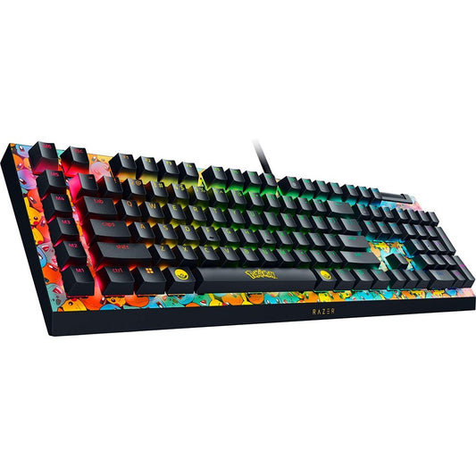 Razer BlackWidow V4 X Pokemon Kanto Starters Edition angled view
