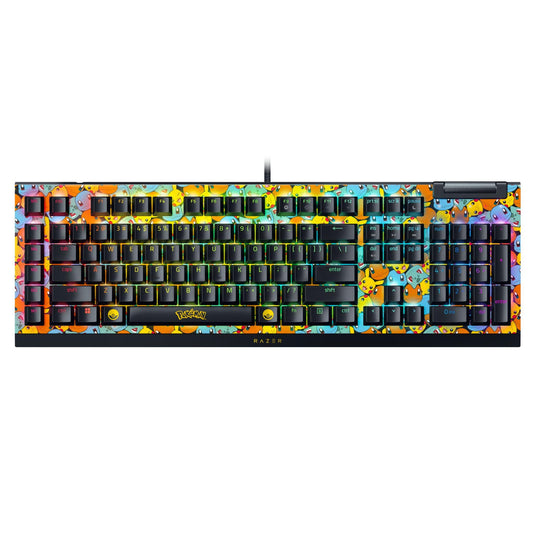 Razer BlackWidow V4 X Pokemon Kanto Starters Edition front view on white background