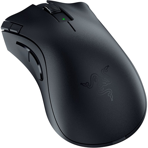 Razer DeathAdder V2 X HyperSpeed black angled view on white background