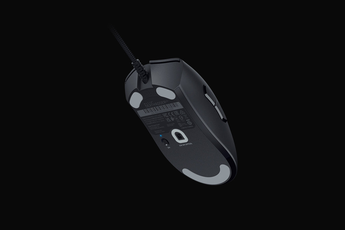 Razer DeathAdder V3 wired gaming mouse bottom view