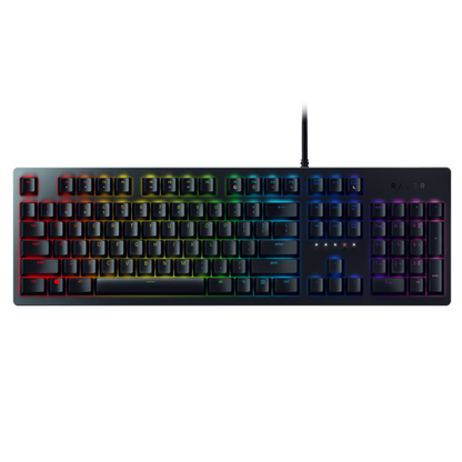 Razer Huntsman full-size gaming keyboard front view on white background