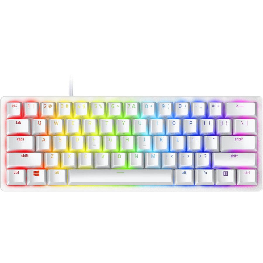 Razer Huntsman Mini Mercury front RGB view on white background