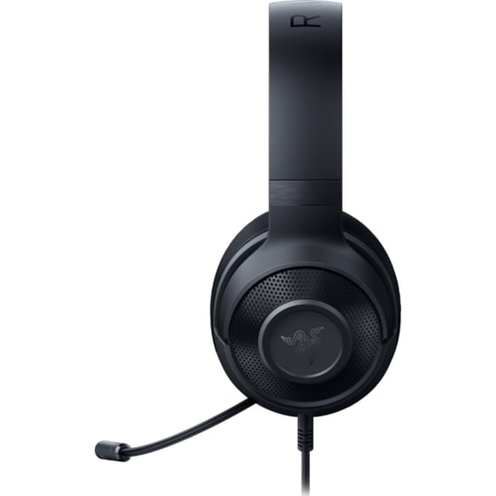 Razer Kraken X Lite black gaming headset side view on white background