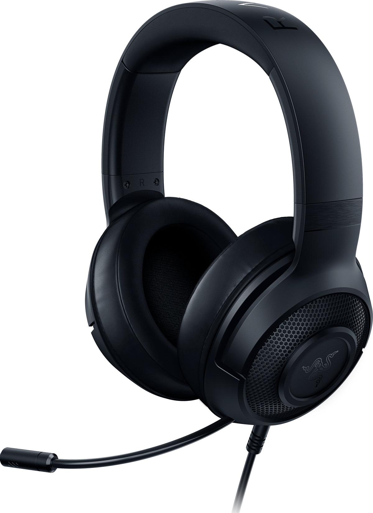 Razer Kraken X Lite black gaming headset angled close view