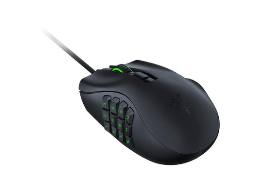 Razer Naga X wired MMO gaming mouse angled view