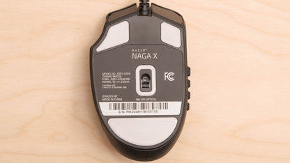 Razer Naga X wired MMO gaming mouse bottom view