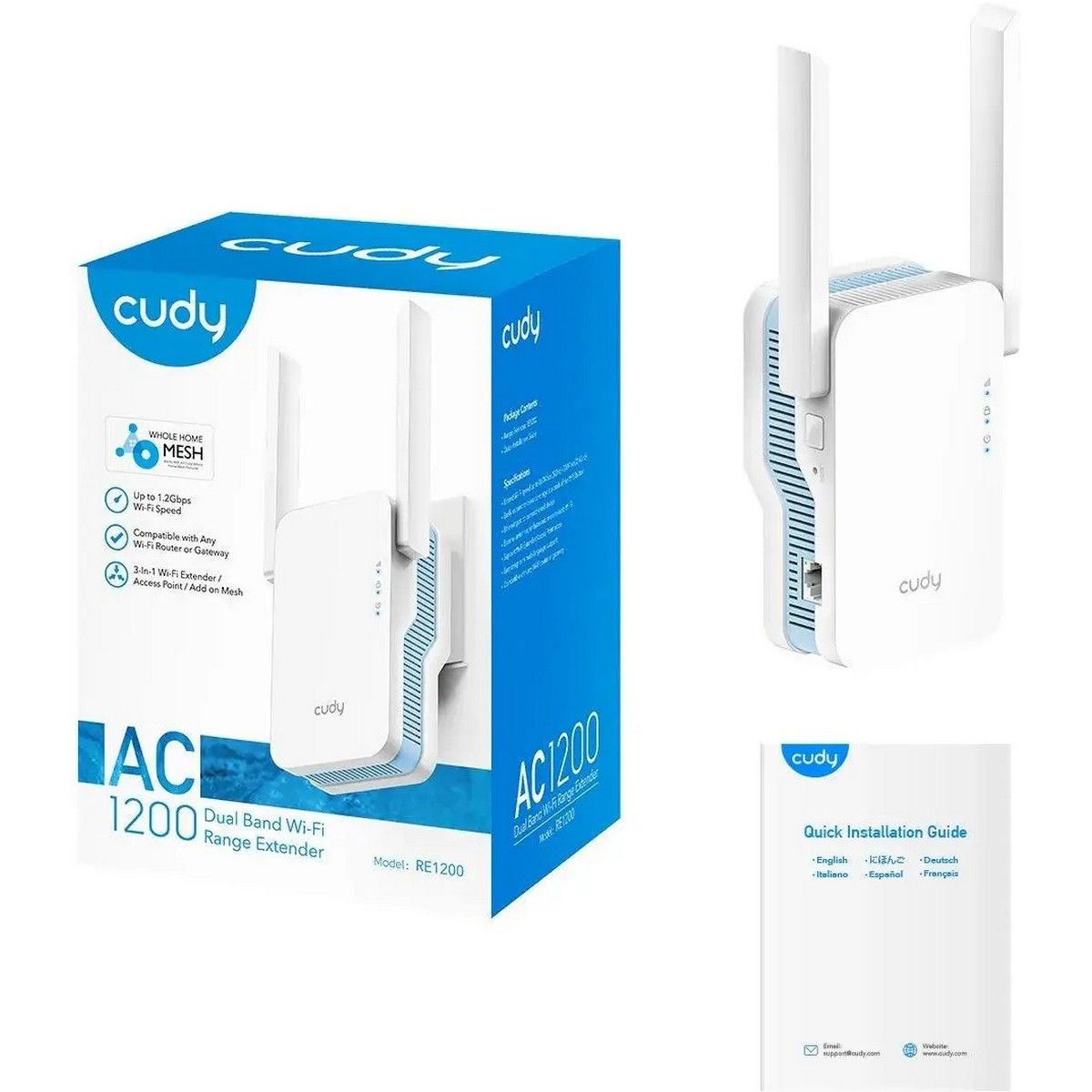 Cudy RE1200 AC1200 dual-band Wi-Fi range extender