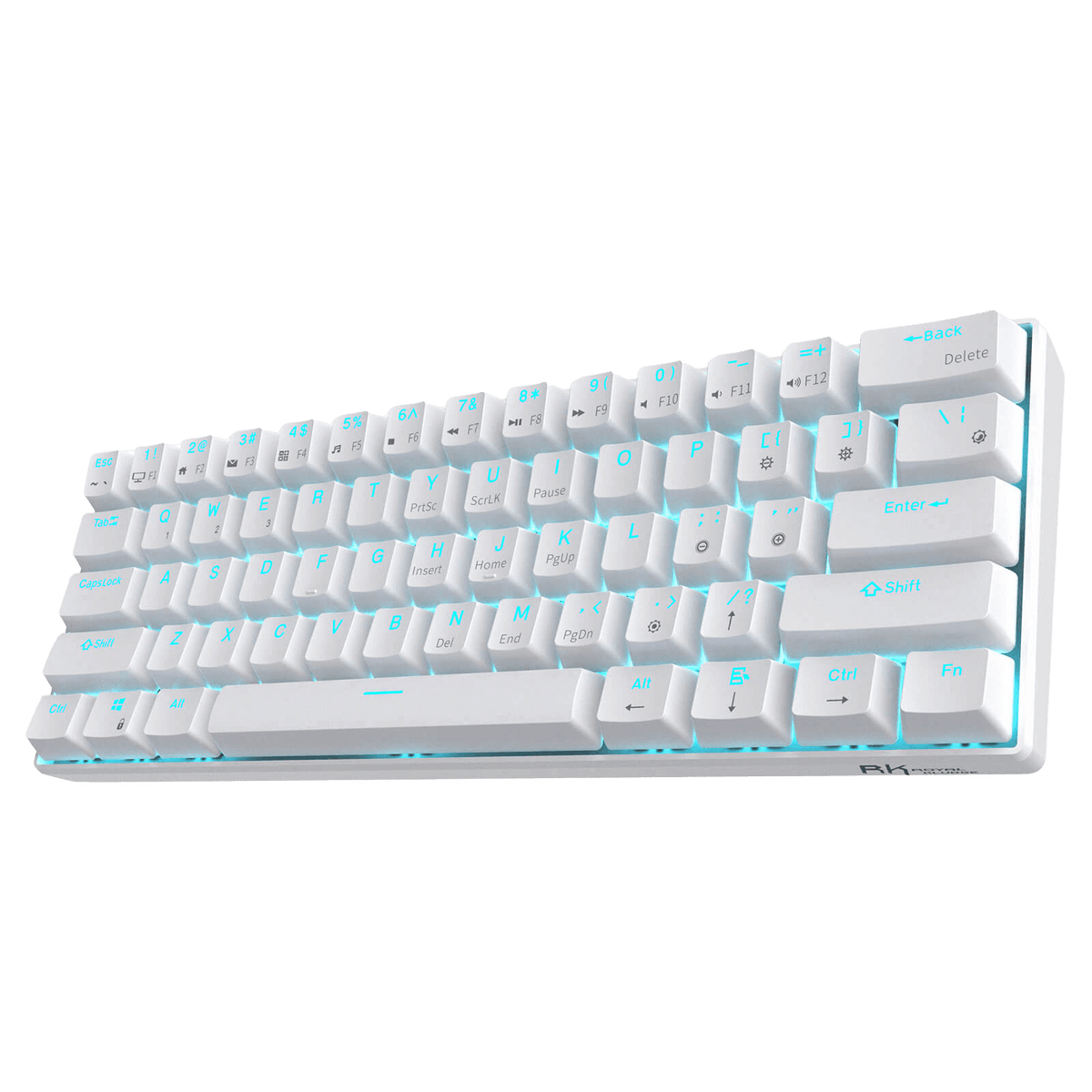 Royal Kludge RK61 white 60 percent mechanical keyboard front angle
