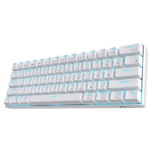 Royal Kludge RK61 white 60 percent mechanical keyboard front angle