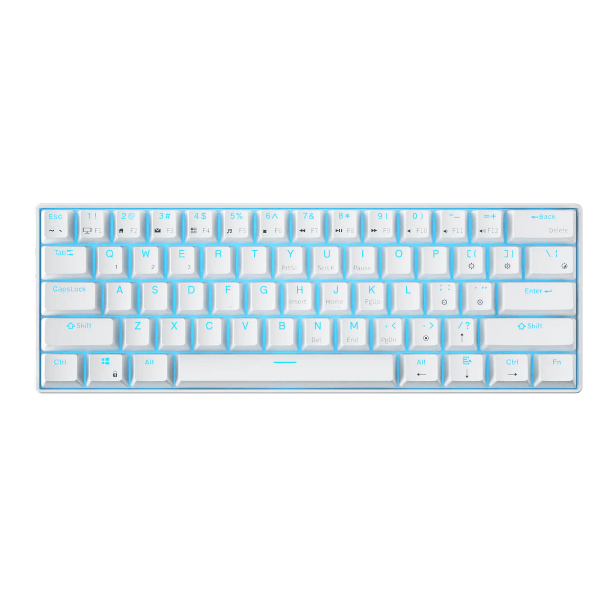 Royal Kludge RK61 white 60 percent mechanical keyboard top view