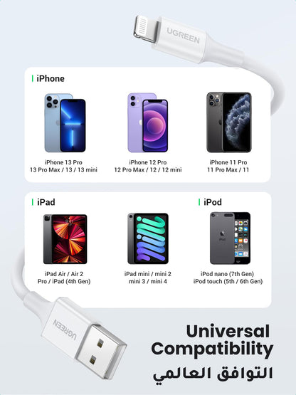 UGREEN US155 USB-A to Lightning Cable 1M White - 20728