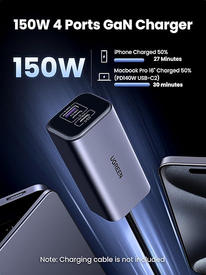 UGREEN EC706 150W 4-Port GaN Fast Car Charger - 35571