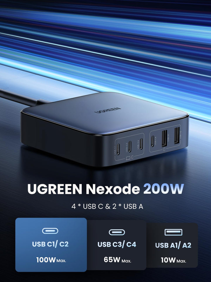 UGREEN Nexode 200W 6-Port GaN Desktop Charger - 40914