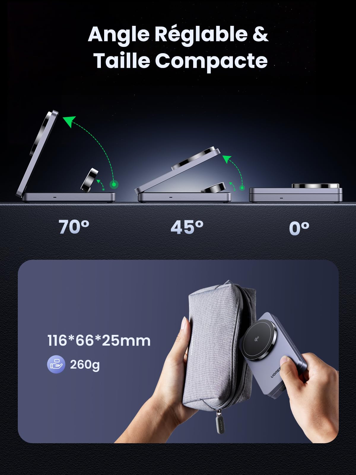 UGREEN MagFlow W707 3-in-1 Qi2 Magnetic Wireless Charger - 45025
