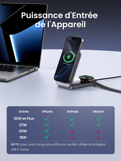 UGREEN MagFlow W707 3-in-1 Qi2 Magnetic Wireless Charger - 45025