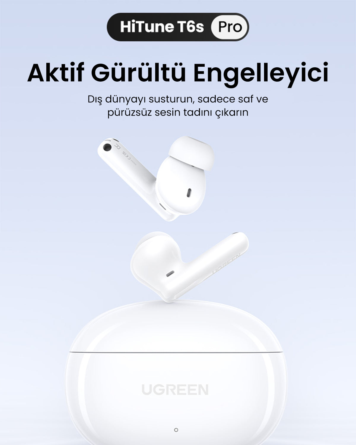 UGREEN HiTune T6S Hybrid ANC Wireless Earbuds White - 45585