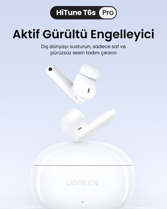 UGREEN HiTune T6S Hybrid ANC Wireless Earbuds White - 45585