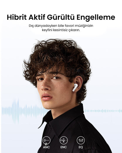 UGREEN HiTune T6S Hybrid ANC Wireless Earbuds White - 45585