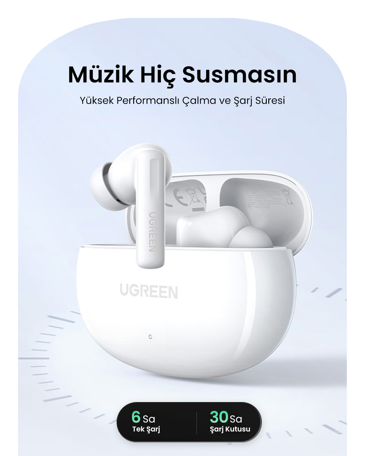 UGREEN HiTune T6S Hybrid ANC Wireless Earbuds White - 45585